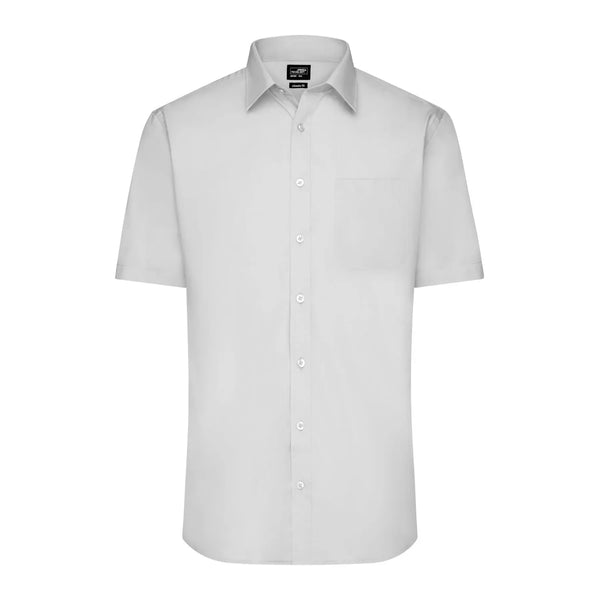 Camicia Mens  Maniche Corte Poplin light-grey / S - personalizzabile con logo