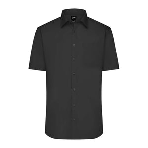 Camicia Mens  Maniche Corte Poplin nero / S - personalizzabile con logo