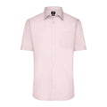 Camicia Mens  Maniche Corte Poplin rosa / S - personalizzabile con logo