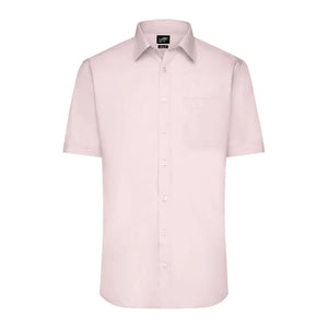 Camicia Mens  Maniche Corte Poplin rosa / S - personalizzabile con logo