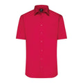 Camicia Mens  Maniche Corte Poplin rosso / S - personalizzabile con logo
