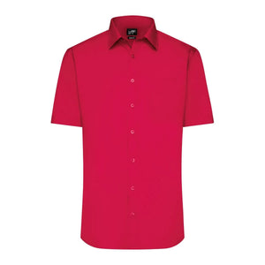 Camicia Mens  Maniche Corte Poplin rosso / S - personalizzabile con logo