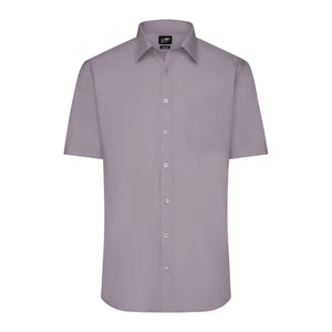 Camicia Mens  Maniche Corte Poplin steel / S - personalizzabile con logo