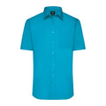 Camicia Mens  Maniche Corte Poplin turquoise / S - personalizzabile con logo