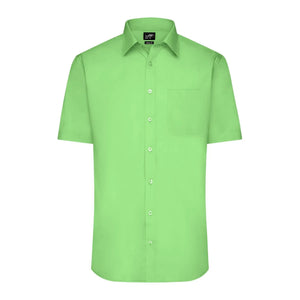 Camicia Mens  Maniche Corte Poplin verde / S - personalizzabile con logo