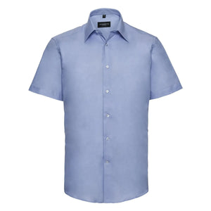 Camicia Mens Maniche Corte Tailored Oxford azzurro / S - personalizzabile con logo