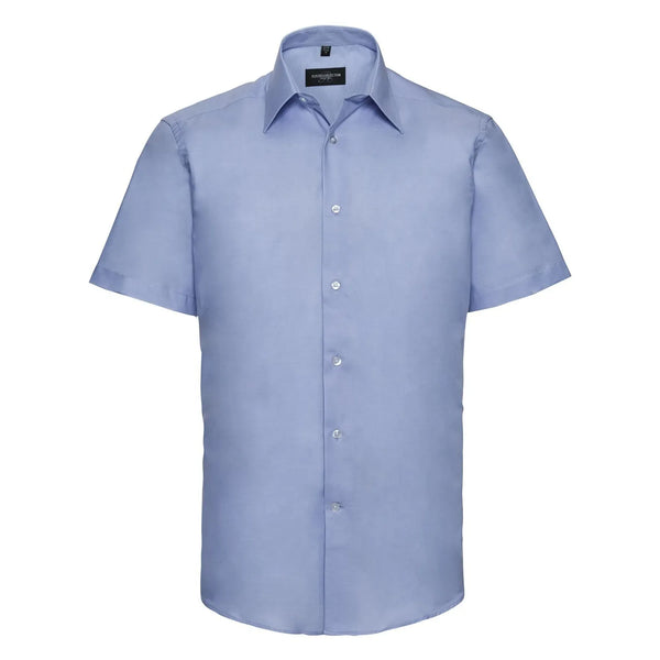 Camicia Mens Maniche Corte Tailored Oxford azzurro / S - personalizzabile con logo