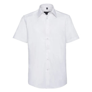 Camicia Mens Maniche Corte Tailored Oxford bianco / S - personalizzabile con logo