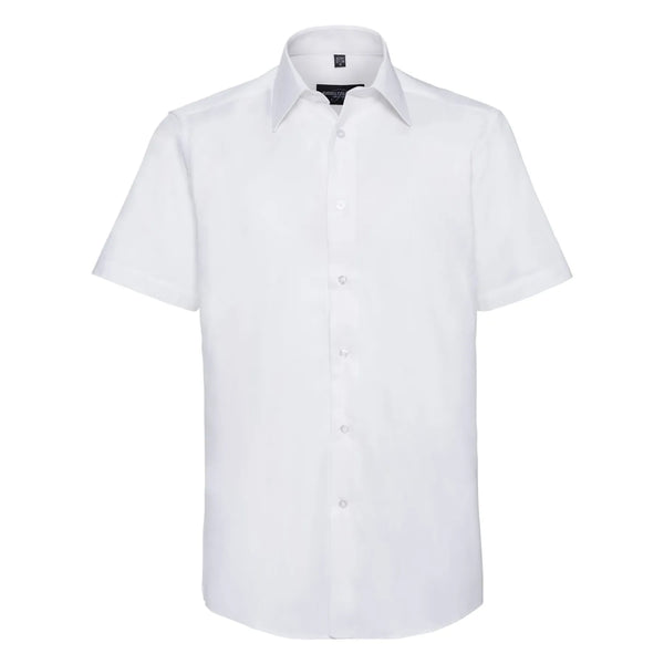 Camicia Mens Maniche Corte Tailored Oxford bianco / S - personalizzabile con logo