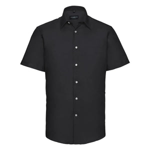 Camicia Mens Maniche Corte Tailored Oxford nero / S - personalizzabile con logo