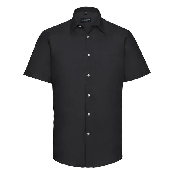 Camicia Mens Maniche Corte Tailored Oxford nero / S - personalizzabile con logo