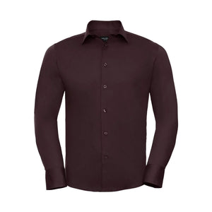 Camicia Mens Maniche Lunghe Easy Care Fitted bordeaux / S - personalizzabile con logo