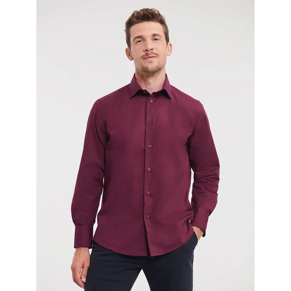 Camicia Mens Maniche Lunghe Easy Care Fitted - personalizzabile con logo