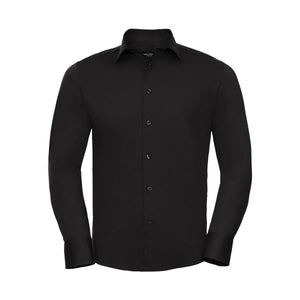 Camicia Mens Maniche Lunghe Easy Care Fitted nero / S - personalizzabile con logo