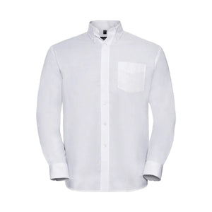 Camicia Mens Maniche Lunghe Easy Care Oxford bianco / S - personalizzabile con logo
