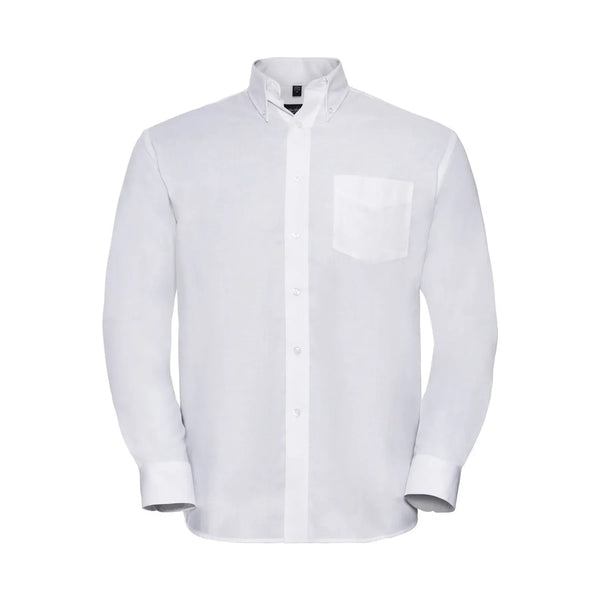 Camicia Mens Maniche Lunghe Easy Care Oxford bianco / S - personalizzabile con logo