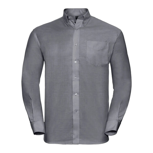 Camicia Mens Maniche Lunghe Easy Care Oxford grigio / S - personalizzabile con logo