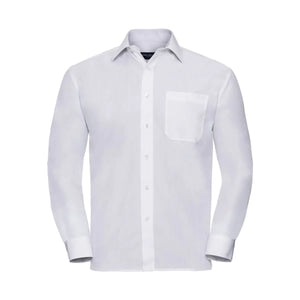 Camicia Mens Maniche Lunghe Polycotton Poplin bianco / S - personalizzabile con logo