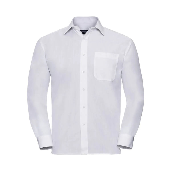 Camicia Mens Maniche Lunghe Polycotton Poplin bianco / S - personalizzabile con logo