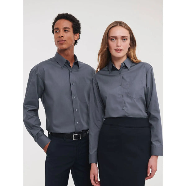 Camicia Mens Maniche Lunghe Polycotton Poplin - personalizzabile con logo