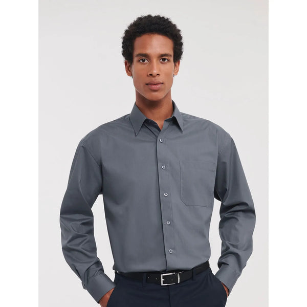 Camicia Mens Maniche Lunghe Polycotton Poplin - personalizzabile con logo