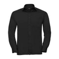 Camicia Mens Maniche Lunghe Polycotton Poplin nero / S - personalizzabile con logo