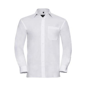 Camicia Mens Maniche Lunghe Pure Cotton Poplin bianco / S - personalizzabile con logo