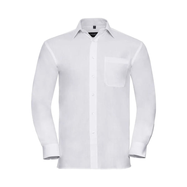Camicia Mens Maniche Lunghe Pure Cotton Poplin bianco / S - personalizzabile con logo