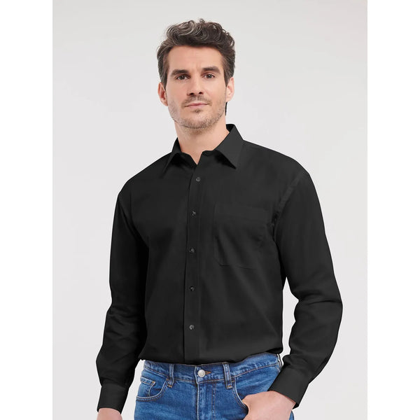 Camicia Mens Maniche Lunghe Pure Cotton Poplin - personalizzabile con logo