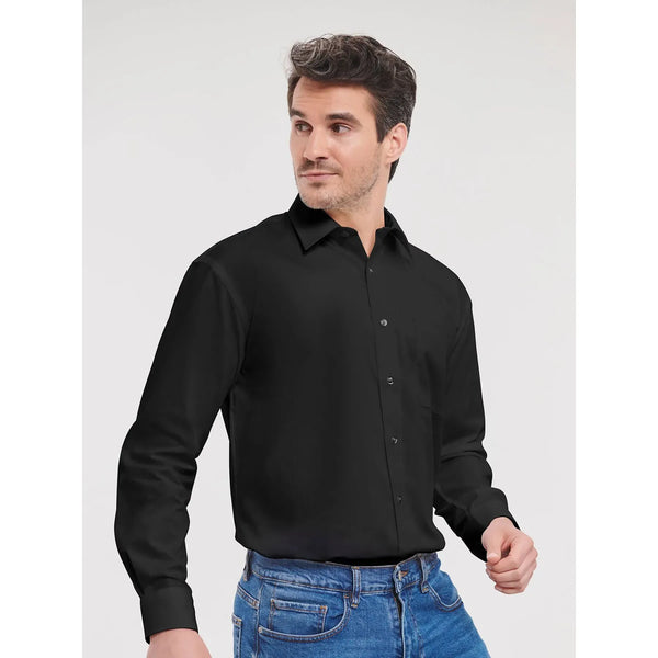 Camicia Mens Maniche Lunghe Pure Cotton Poplin - personalizzabile con logo