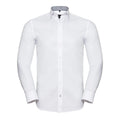 Camicia Mens Maniche Lunghe Tailored Contrast Herringbone bianco / S - personalizzabile con logo