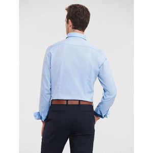 Camicia Mens Maniche Lunghe Tailored Contrast Herringbone - personalizzabile con logo