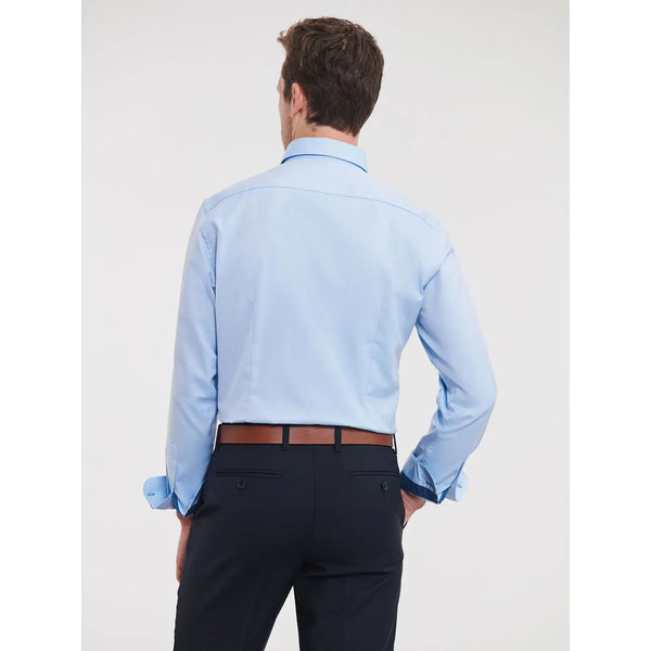 Camicia Mens Maniche Lunghe Tailored Contrast Herringbone - personalizzabile con logo