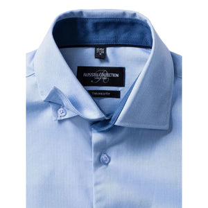 Camicia Mens Maniche Lunghe Tailored Contrast Herringbone - personalizzabile con logo