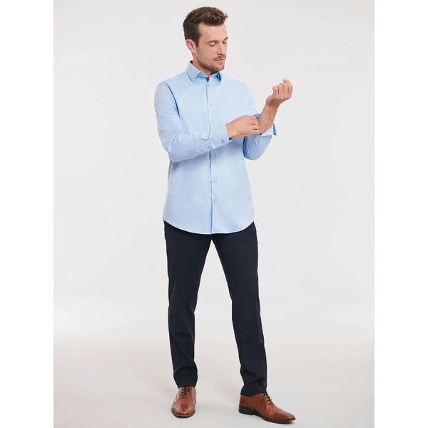 Camicia Mens Maniche Lunghe Tailored Contrast Herringbone - personalizzabile con logo