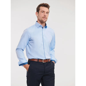 Camicia Mens Maniche Lunghe Tailored Contrast Herringbone - personalizzabile con logo