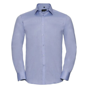 Camicia Mens Maniche Lunghe Tailored Herringbone azzurro / S - personalizzabile con logo