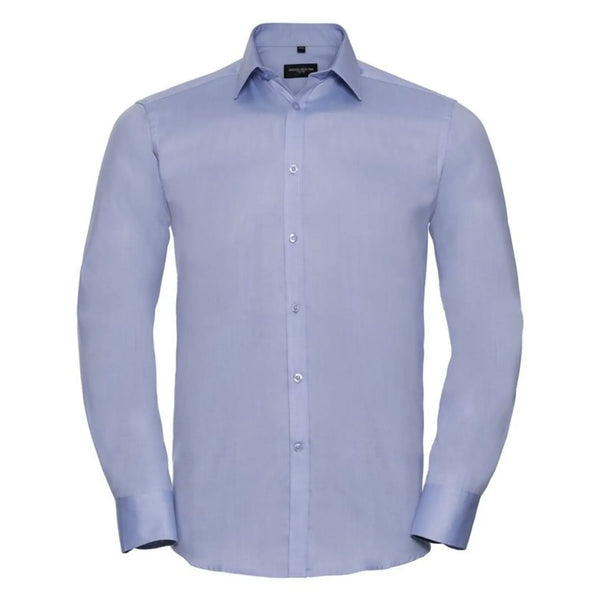 Camicia Mens Maniche Lunghe Tailored Herringbone azzurro / S - personalizzabile con logo