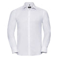 Camicia Mens Maniche Lunghe Tailored Herringbone bianco / S - personalizzabile con logo