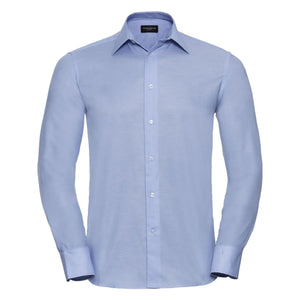 Camicia Mens Maniche Lunghe Tailored Oxford azzurro / S - personalizzabile con logo