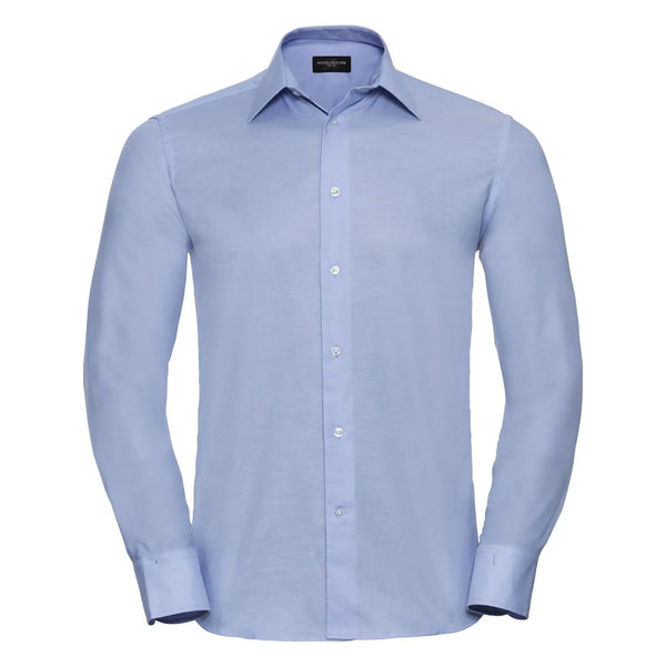 Camicia Mens Maniche Lunghe Tailored Oxford azzurro / S - personalizzabile con logo