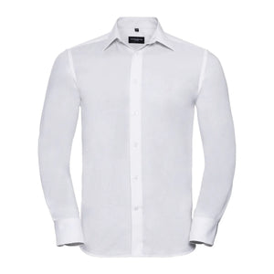 Camicia Mens Maniche Lunghe Tailored Oxford bianco / S - personalizzabile con logo