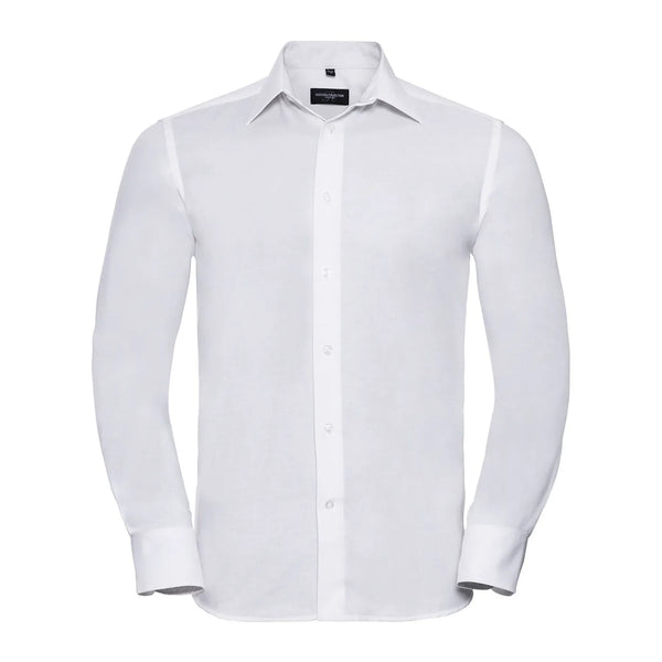 Camicia Mens Maniche Lunghe Tailored Oxford bianco / S - personalizzabile con logo