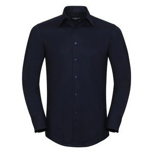 Camicia Mens Maniche Lunghe Tailored Oxford blu / S - personalizzabile con logo