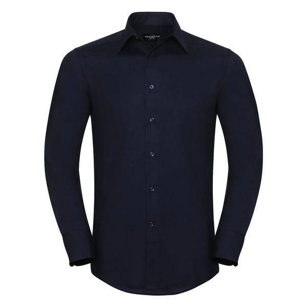 Camicia Mens Maniche Lunghe Tailored Oxford blu / S - personalizzabile con logo