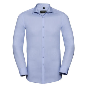 Camicia Mens Maniche Lunghe Ultimate Stretch azzurro / S - personalizzabile con logo