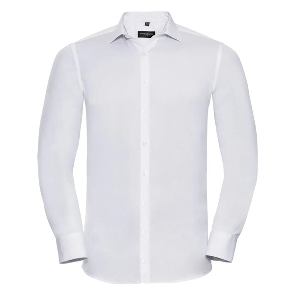 Camicia Mens Maniche Lunghe Ultimate Stretch bianco / S - personalizzabile con logo