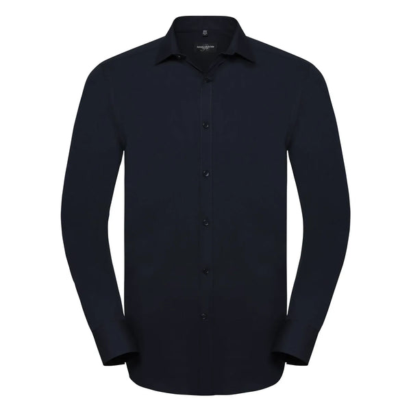 Camicia Mens Maniche Lunghe Ultimate Stretch blu / S - personalizzabile con logo