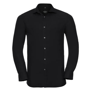 Camicia Mens Maniche Lunghe Ultimate Stretch nero / S - personalizzabile con logo