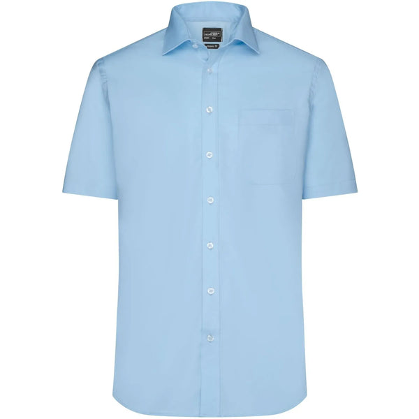 Camicia Mens  Shortsleeve Micro-Twill azzurro / S - personalizzabile con logo
